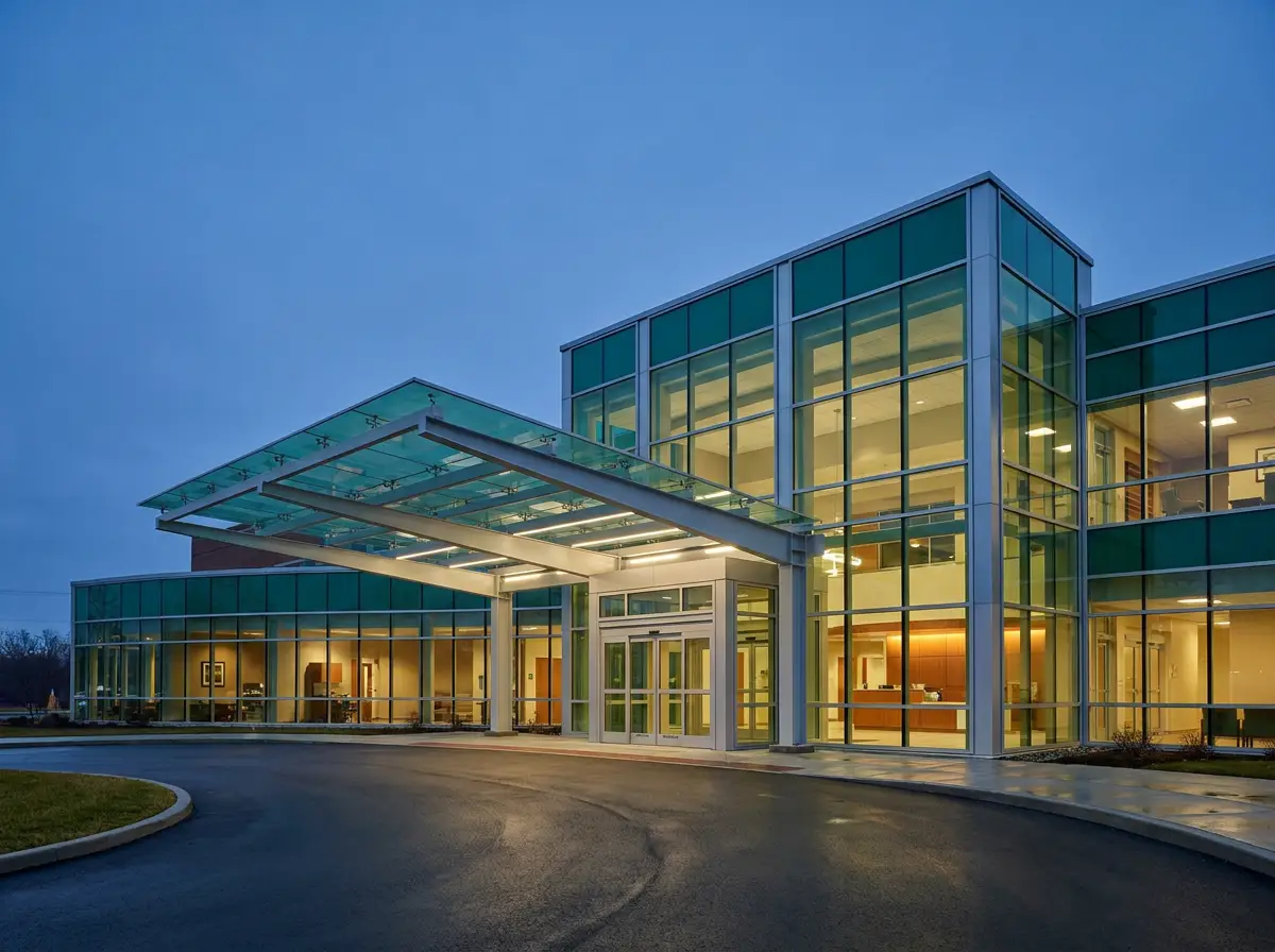 Glass canopy entrance
